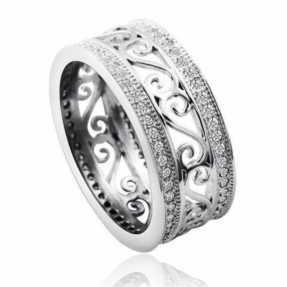 Size 8 Ring stamped .925 Band filigree design NWT